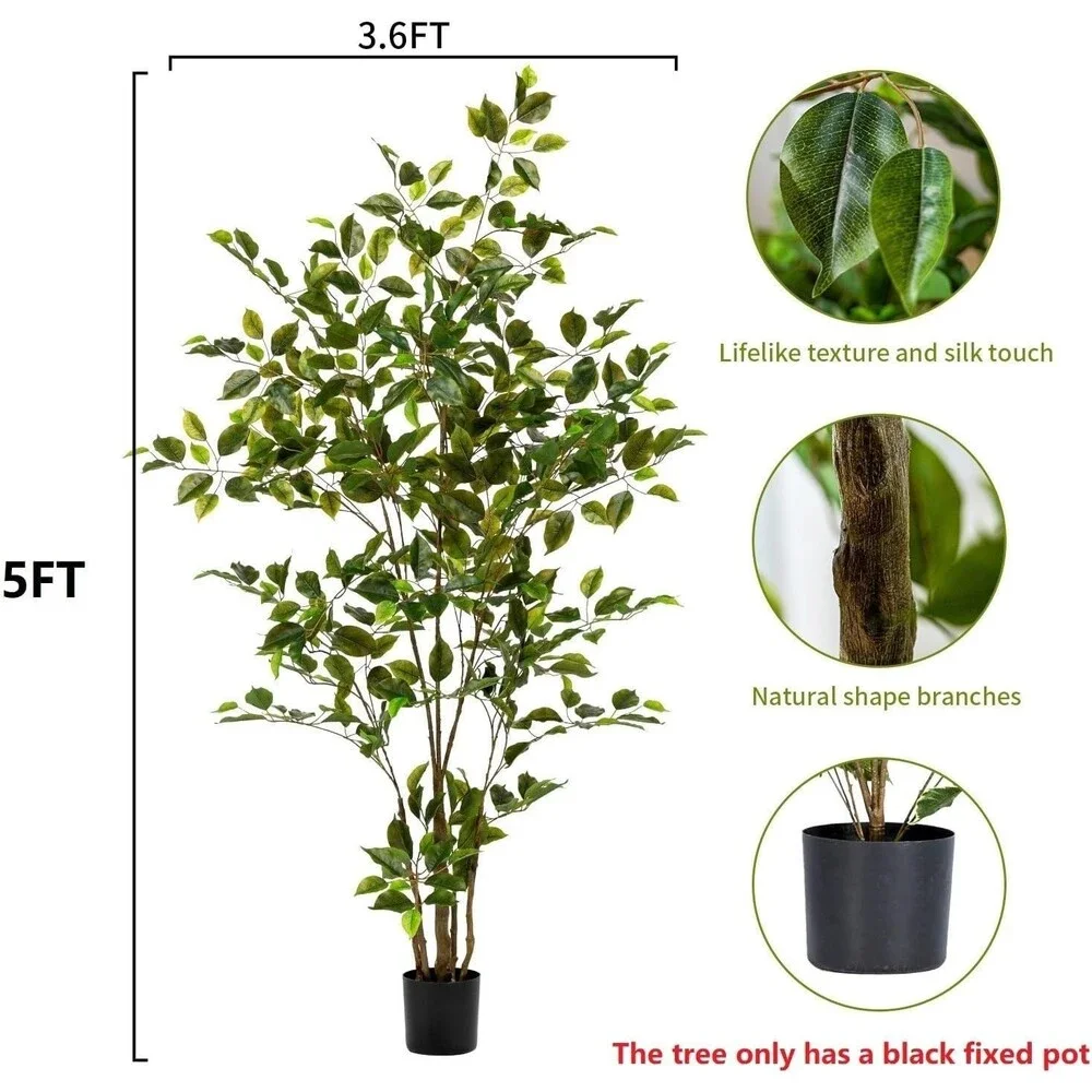 Bailikang Artificial Ficus Tree 5FT Large Faux Potted Plant Indoor New Box